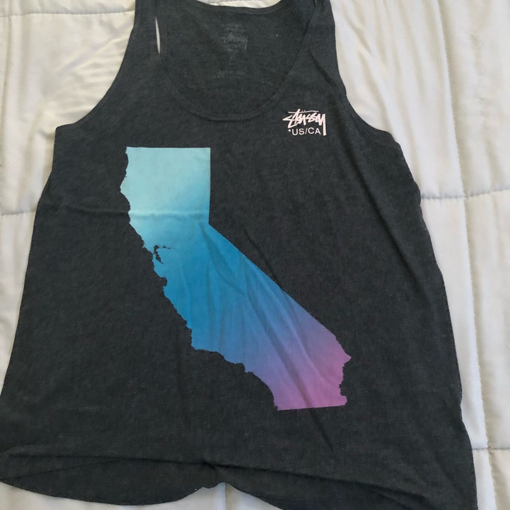 California state image on black Stussy tank